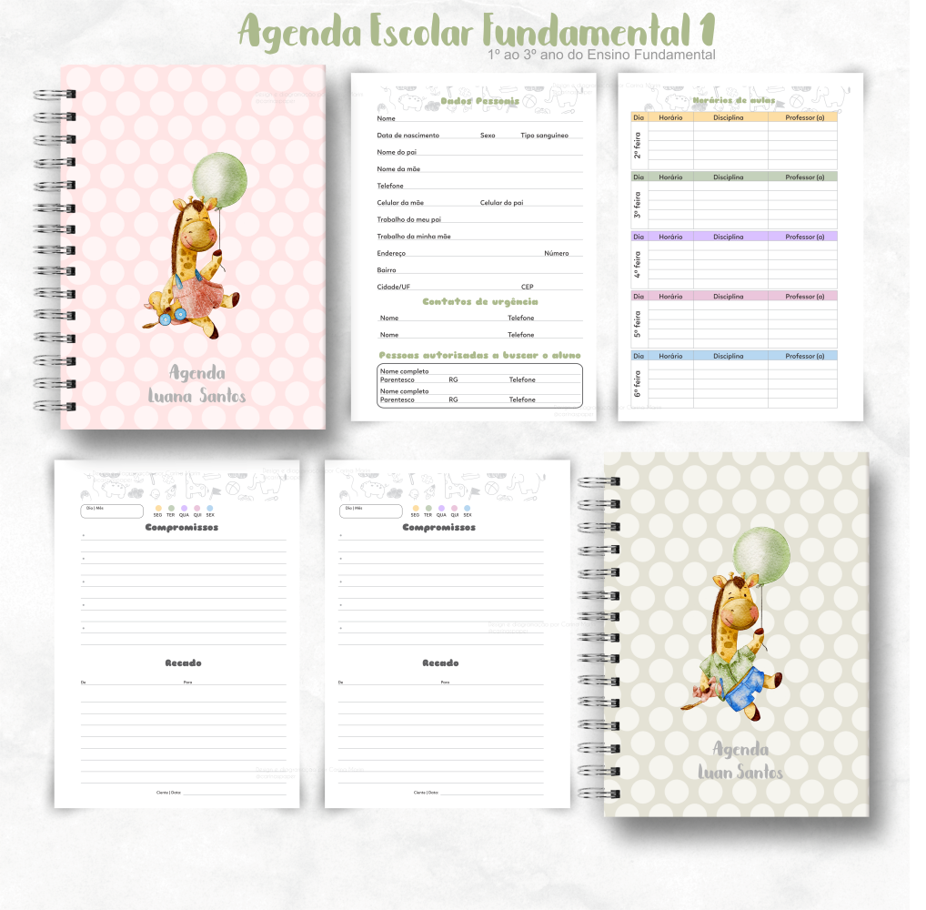 Agenda Creche A5 Permanente - Ateliê di Nanda Personalizados